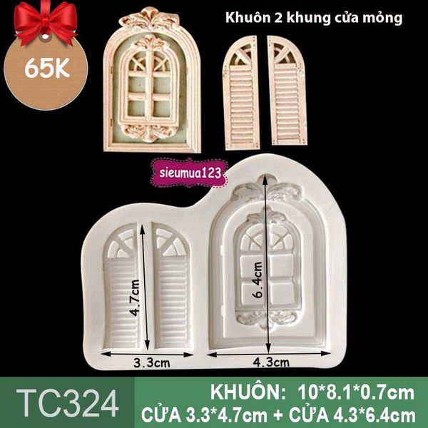 Khuôn fondant silicon : Khuôn 2 khung cửa mỏng ( TC324 )