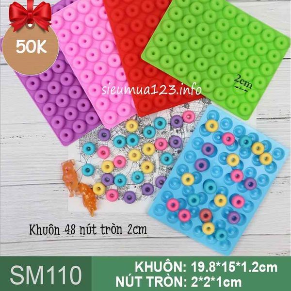 Khuôn silicon kẹo chip chip 48 nút tròn donut nhỏ 2cm ( SM110 )