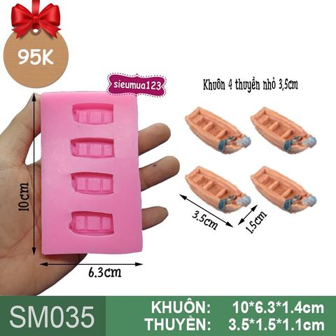 Khuôn silicon làm rau câu 4 chiếc thuyền nhỏ 3,5cm ( SM035 )