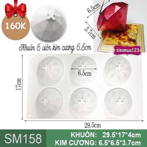 Khuôn bánh mousse : Khuôn 6 viên kim cương 6,5cm ( SM158 )