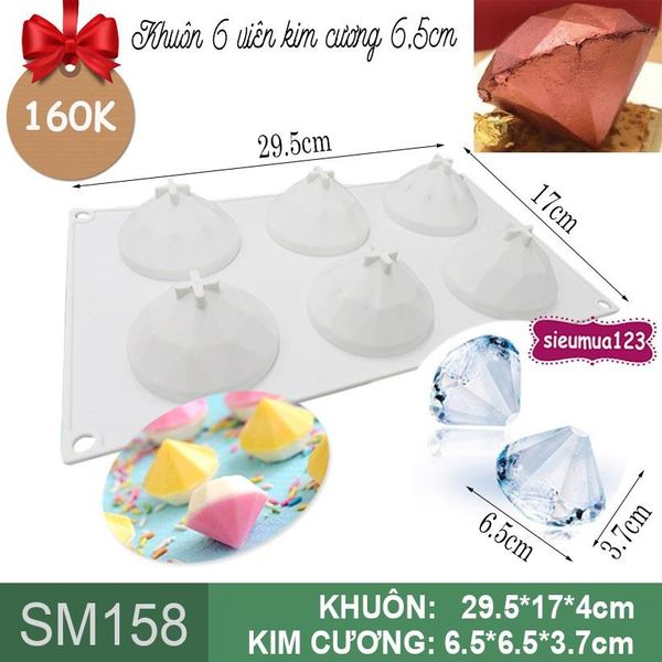 Khuôn bánh mousse : Khuôn 6 viên kim cương 6,5cm ( SM158 )