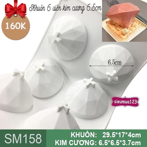 Khuôn bánh mousse : Khuôn 6 viên kim cương 6,5cm ( SM158 )