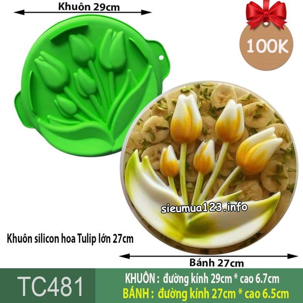 Khuôn silicon làm bánh rau câu hoa Tulip lớn 27cm ( TC481 )