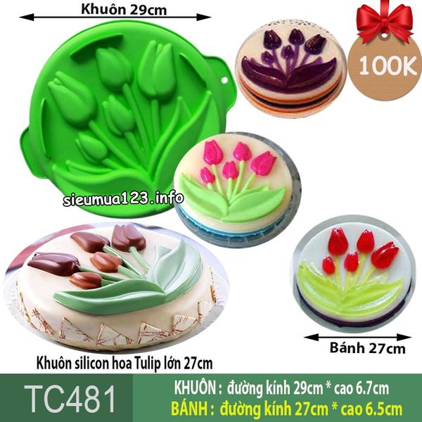 Khuôn silicon làm bánh rau câu hoa Tulip lớn 27cm ( TC481 )
