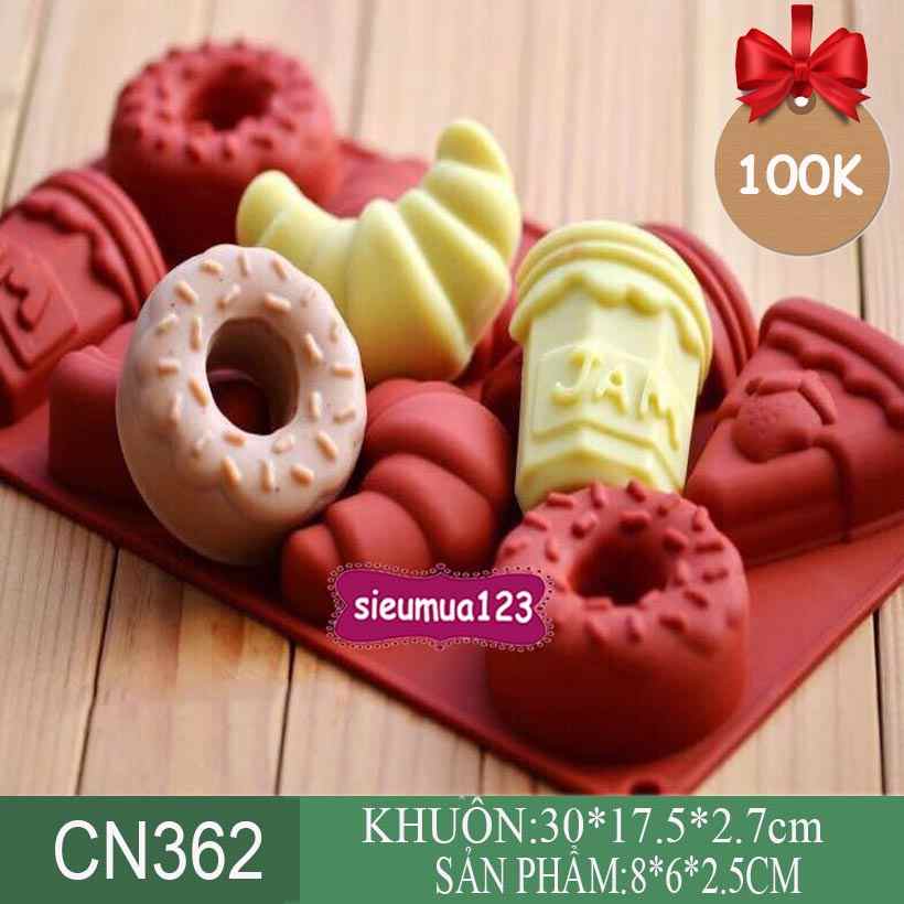 Khu n b nh silicon Khu n 8 b nh donut s ng b cheesecake jam