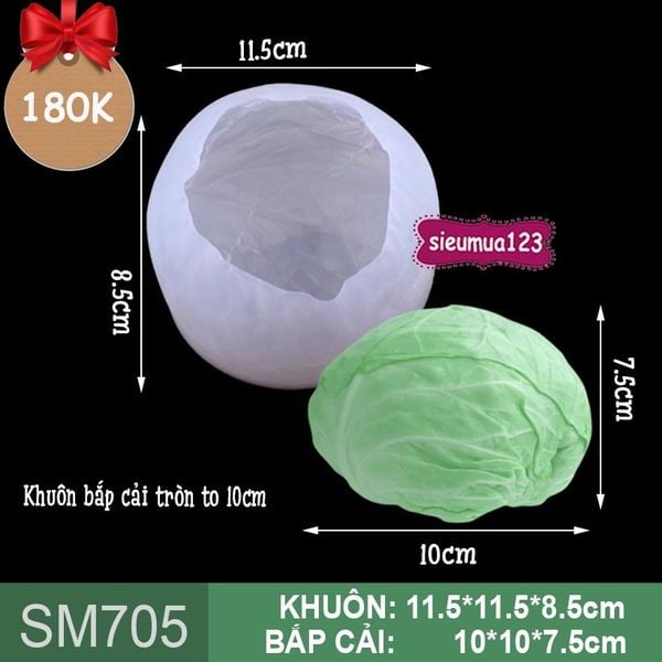 Khuôn silicon Bắp cải tròn to 10cm ( SM705 )