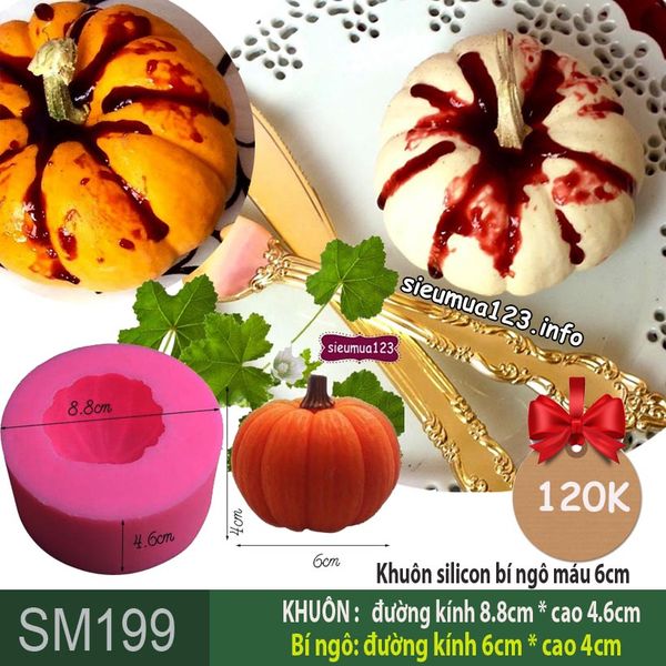 Khuôn silicon trái bí ngô máu Halloween 6cm ( SM199 )