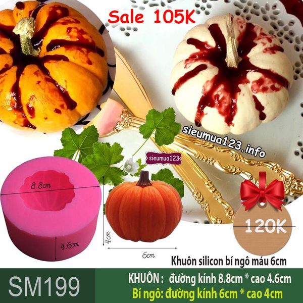 Khuôn silicon trái bí ngô máu Halloween 6cm ( SM199 )