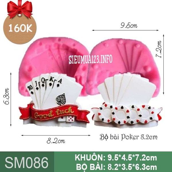 Khuôn silicon làm rau câu bộ bài Poker Good Luck 8,2cm ( SM086 )
