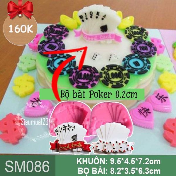 Khuôn silicon làm rau câu bộ bài Poker Good Luck 8,2cm ( SM086 )