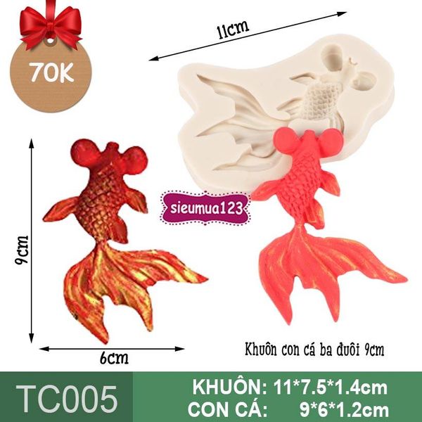 Khuôn silicon Con Cá Ba Đuôi 9cm ( TC005 )