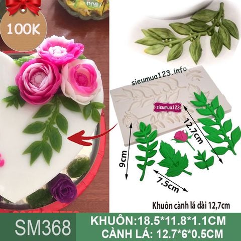 Khuôn silicon làm rau câu cành lá dài 12,7cm ( SM368 )