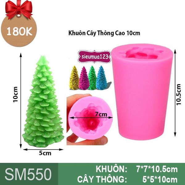 Khuôn Silicon Cây Thông Noel Cao 10cm ( SM550 )