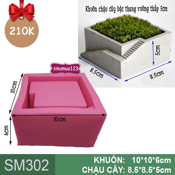 Khuôn silicon chậu cây bậc thang vuông to 8.5cm ( SM302 ) nặng 509gr còn 2 cái
