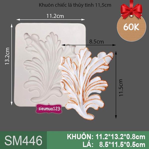 Khuôn silicon làm rau câu chiếc lá thủy tinh to 11,5cm ( SM446 )