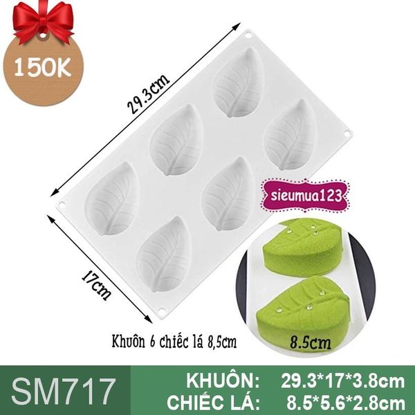 Khuôn silicon mousse 6 chiếc lá 8,5cm ( SM717 ) CÒN 7 CÁI