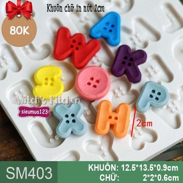 Khuôn silicon 26 chữ in nút 2cm ( SM403 )