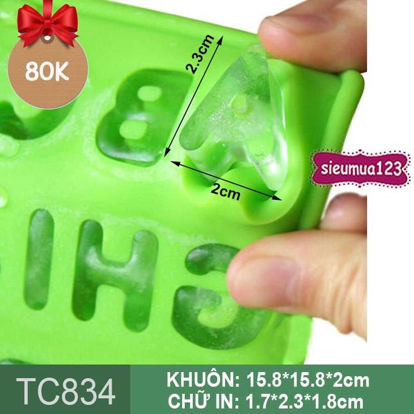 Khuôn silicon Bảng chữ cái Alphabet dạng viên dày có 26 chữ size 2,3cm ( TC834 )
