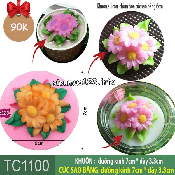 Khuôn silicon chùm hoa cúc sao băng 6cm ( TC1100 ) làm rau câu