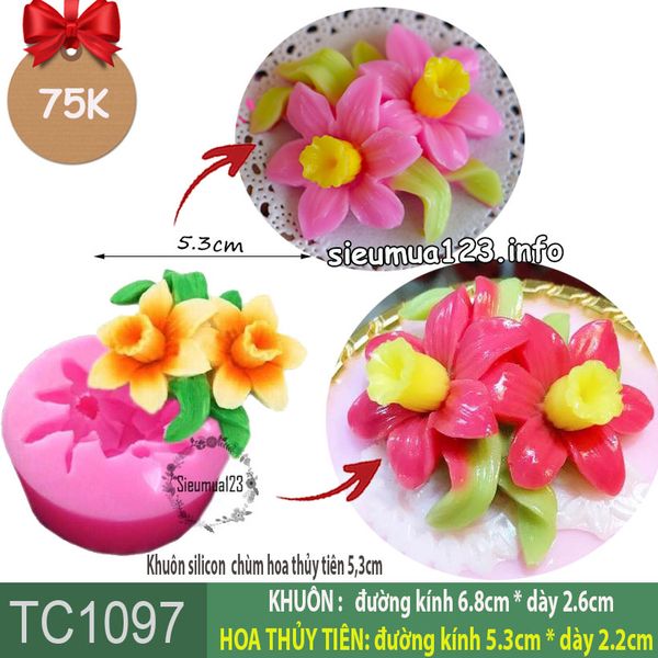 Khuôn silicon chùm hoa thủy tiên 5,3cm ( TC1097 )