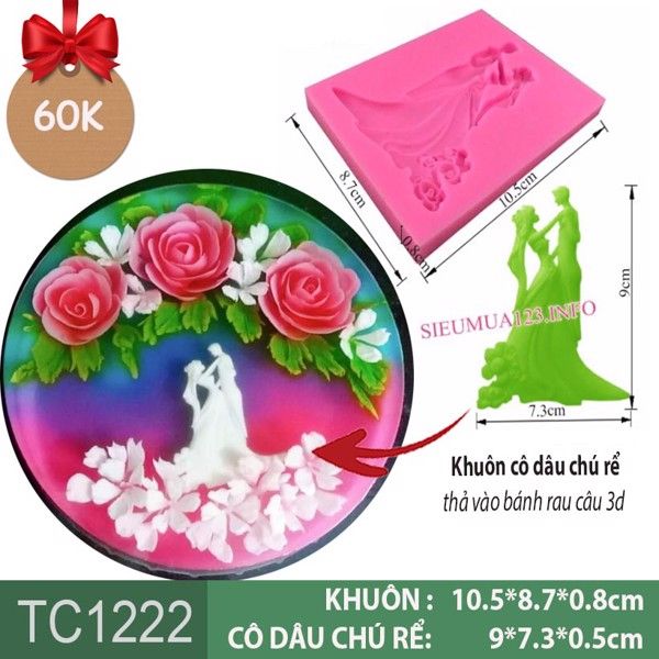 Khuôn silicon cô dâu chú rể 9cm nét mỏng ( TC1222 )