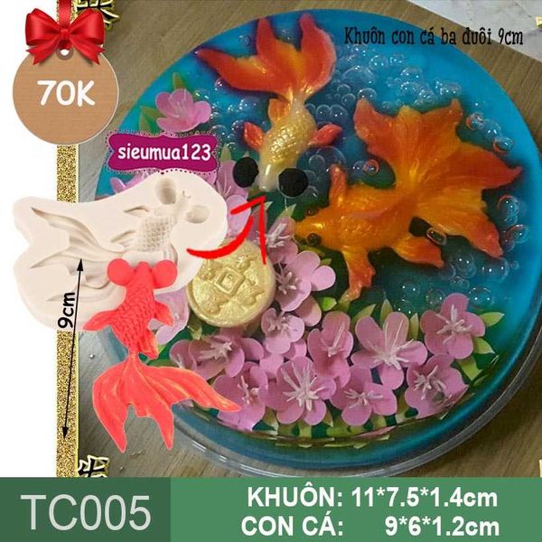 Khuôn silicon Con Cá Ba Đuôi 9cm ( TC005 )