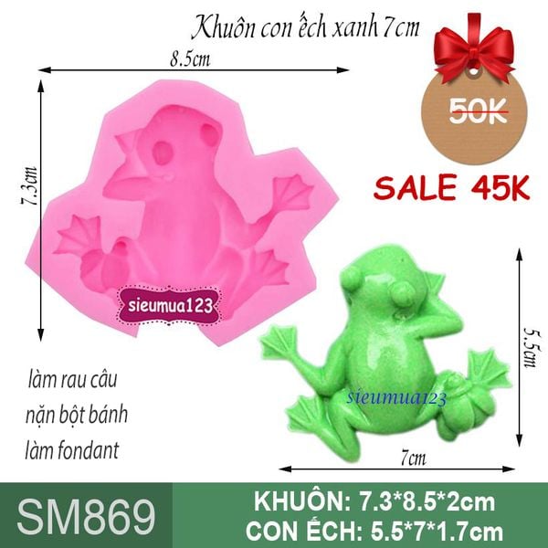 Khuôn rau câu silicon con ếch xanh 7cm ( SM869 )