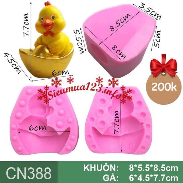 Khuôn rau câu silicon 4d : Khuôn con gà thỏi vàng cao 7,7cm ( CN388 )
