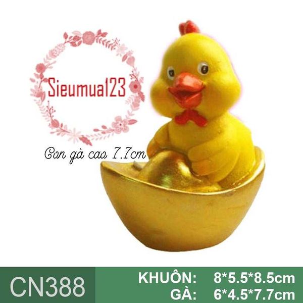 Khuôn rau câu silicon 4d : Khuôn con gà thỏi vàng cao 7,7cm ( CN388 )