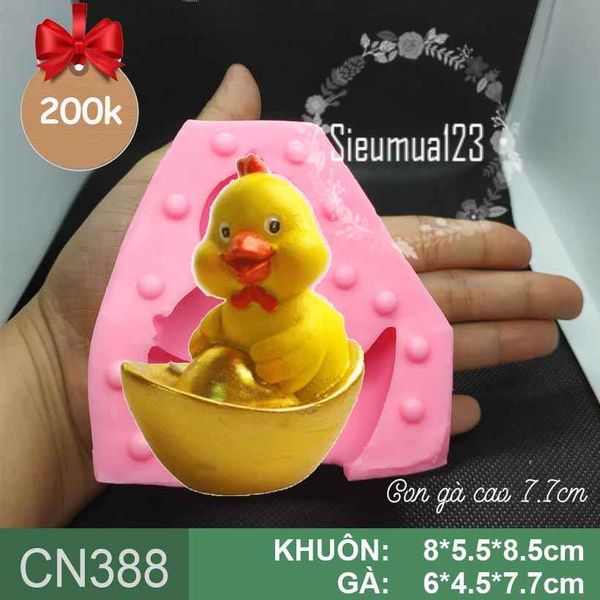 Khuôn rau câu silicon 4d : Khuôn con gà thỏi vàng cao 7,7cm ( CN388 )