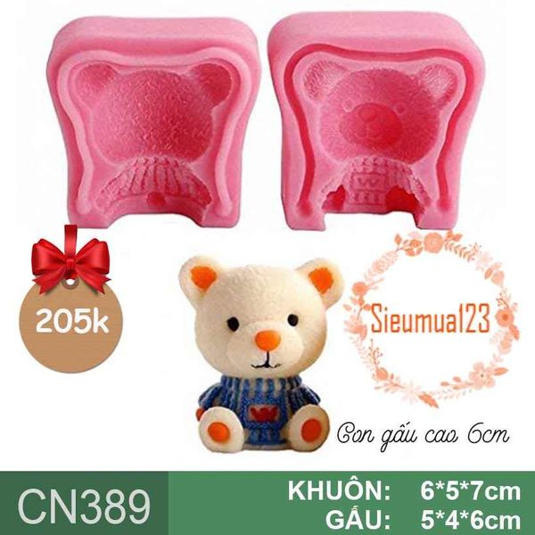 Khuôn silicon con gấu Teddy Bear cao 6cm ( CN389 )