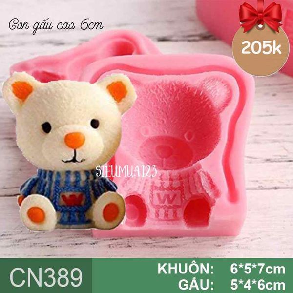 Khuôn silicon con gấu Teddy Bear cao 6cm ( CN389 )