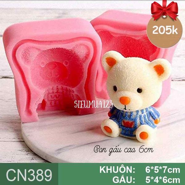 Khuôn silicon con gấu Teddy Bear cao 6cm ( CN389 )