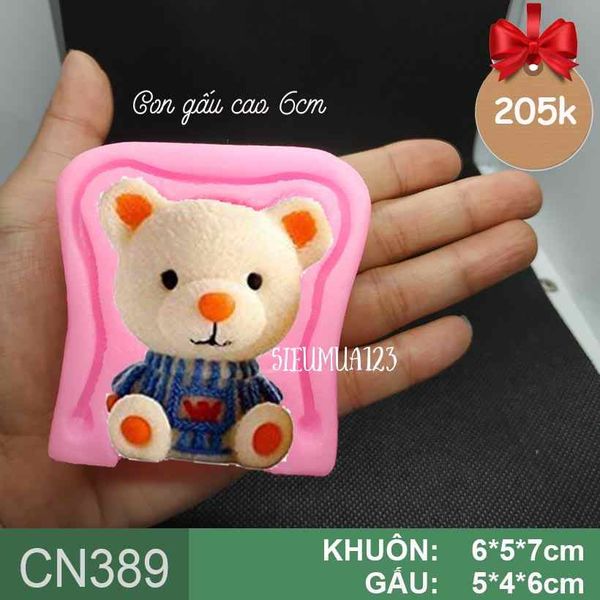 Khuôn silicon con gấu Teddy Bear cao 6cm ( CN389 )