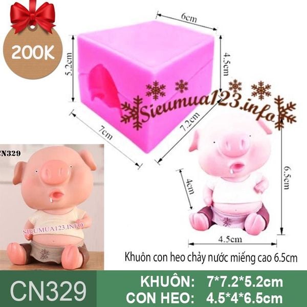 Khuôn silicon con heo chảy nước miếng 6,5cm ( CN329 ) CÒN 1 CON