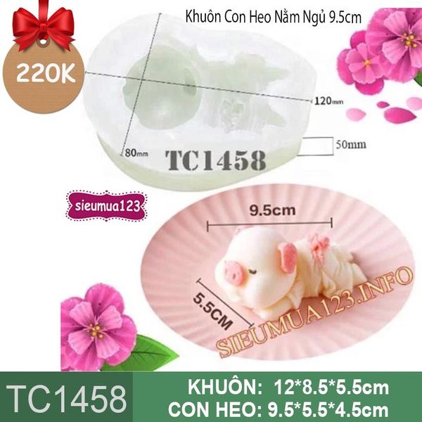 Khuôn silicn làm rau câu Con Heo Nằm Ngủ 9,5cm ( TC1458 ) 345gr