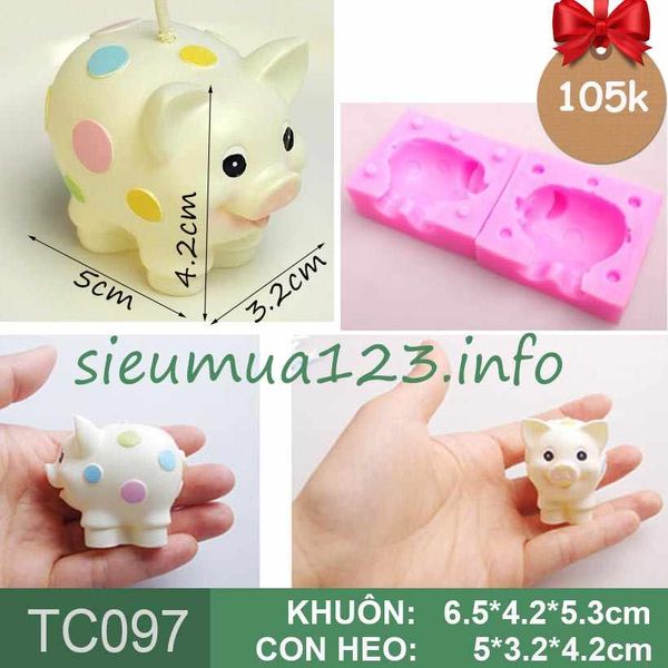 Khuôn silicon làm rau câu con heo mini cao 4.2cm ( TC097 )