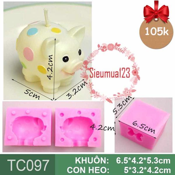 Khuôn silicon làm rau câu con heo mini cao 4.2cm ( TC097 )