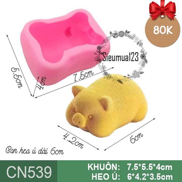 Khuôn silicon làm rau câu con heo ú 6cm ( CN539 )