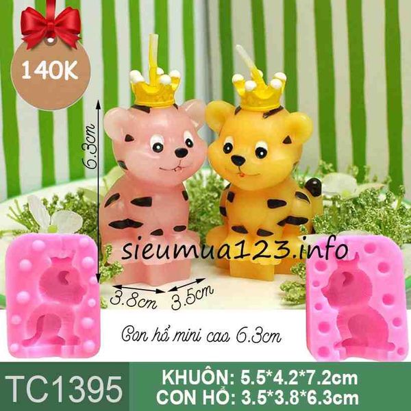 Khuôn silicon con hổ mini cao 6,3cm ( TC1395 )