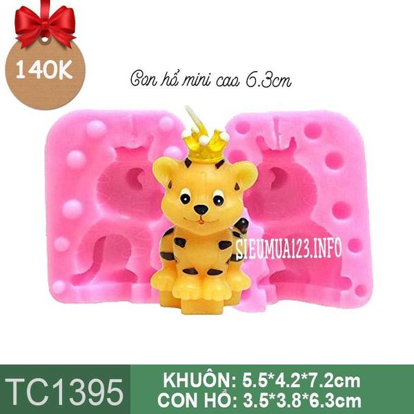 Khuôn silicon con hổ mini cao 6,3cm ( TC1395 )