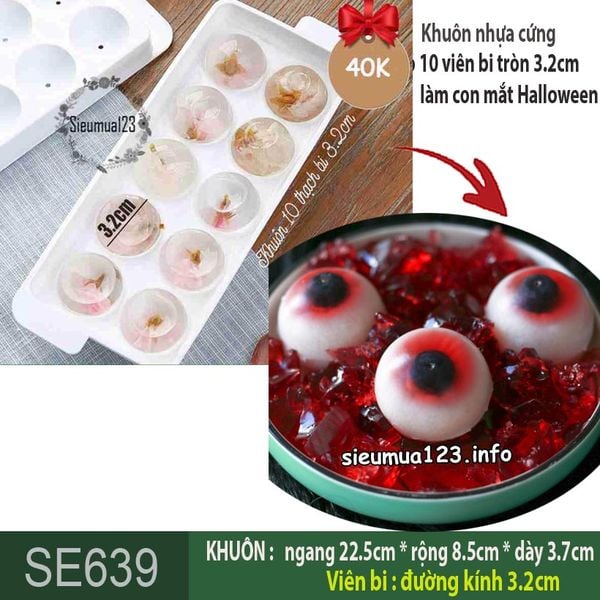 Khuôn nhựa cứng 10 con mắt Halloween 3,2cm ( SE639 )
