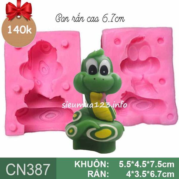 Khuôn rau câu silicon 4d : Khuôn con rắn 6,7cm ( CN387 )