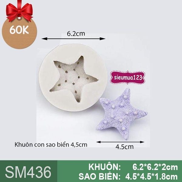 Khuôn silicon con sao biển 4,5cm ( SM436 )