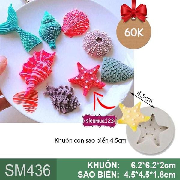 Khuôn silicon con sao biển 4,5cm ( SM436 )