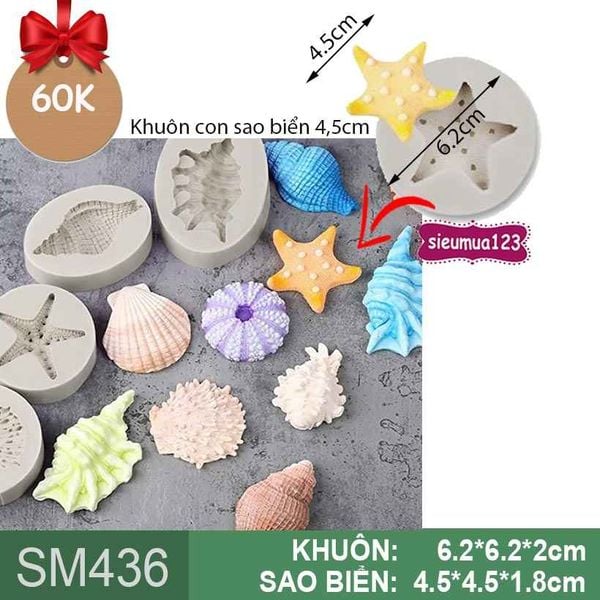 Khuôn silicon con sao biển 4,5cm ( SM436 )