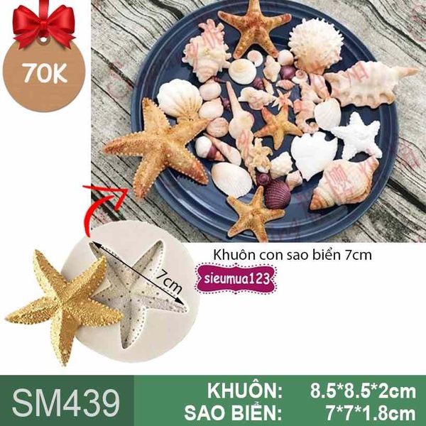 Khuôn silicon con sao biển cánh nhọn 7cm ( SM439 )