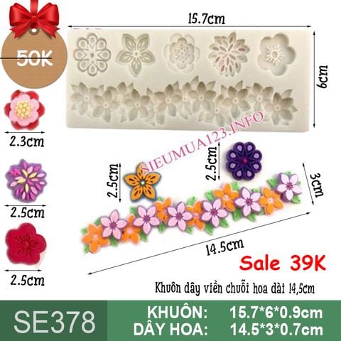 Khuôn silicon dây viền chuỗi hoa dài 14,5cm ( SE378 )