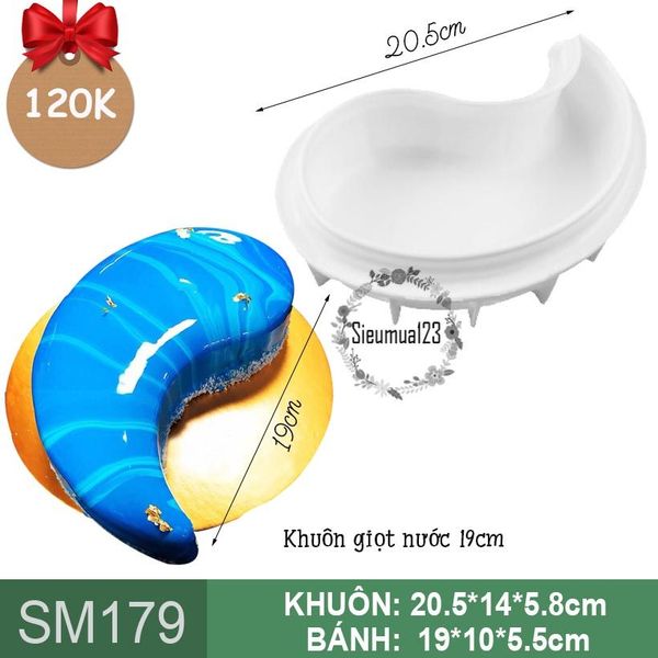 Khuôn silicon làm bánh mousse :  Khuôn giọt nước 19cm ( SM179 ) còn 1 cái