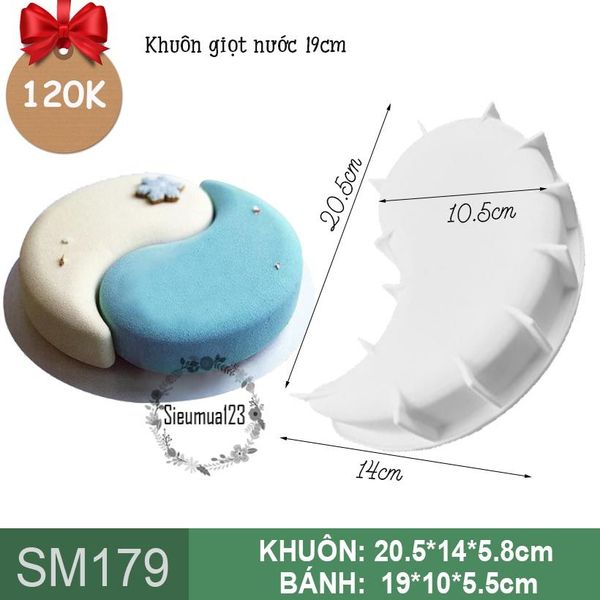 Khuôn silicon làm bánh mousse :  Khuôn giọt nước 19cm ( SM179 ) còn 1 cái